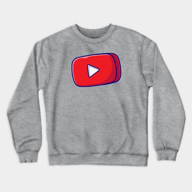 Red Play Button in Rounded Rectangle Music Cartoon Vector Icon Illustration (2) Crewneck Sweatshirt by Catalyst Labs